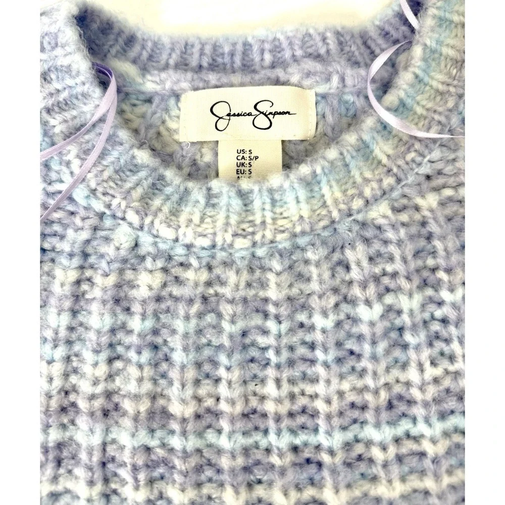 Jessica Simpson Cropped Oversized Sweater Women S Pastel Rainbow Wool‎ Blend